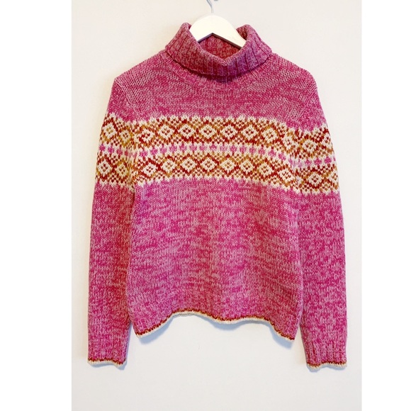 BOGO! GAP Lambswool Fair Isle Turtleneck Sweater - Picture 1 of 8